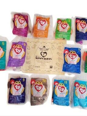 McDonalds 1998 Teenie Beanie Babies Complete 12 Sealed w First 1000 Certificate